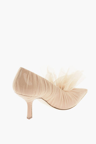 9cm leather Pumps with tulle detail