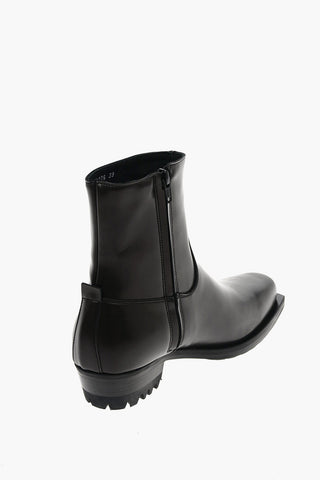 ecoleather Square Toe Ankle boots with side zip