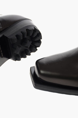 ecoleather Square Toe Ankle boots with side zip