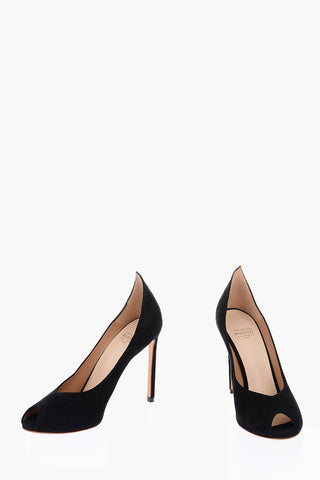 10 cm suede leather Peep Toe Pumps