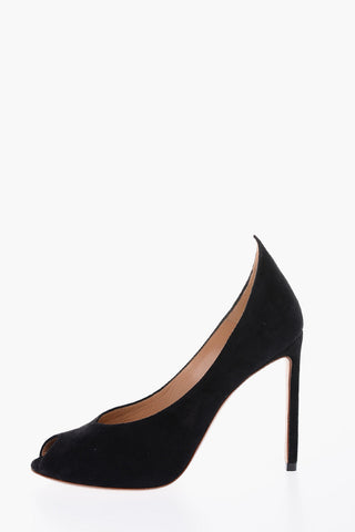 10 cm suede leather Peep Toe Pumps