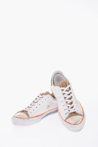 Vintage effect leather and fabric STARLESS Sneakers
