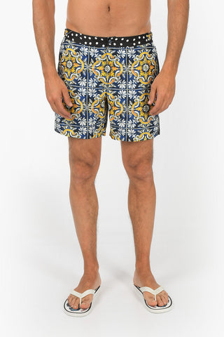 printed swim shorts