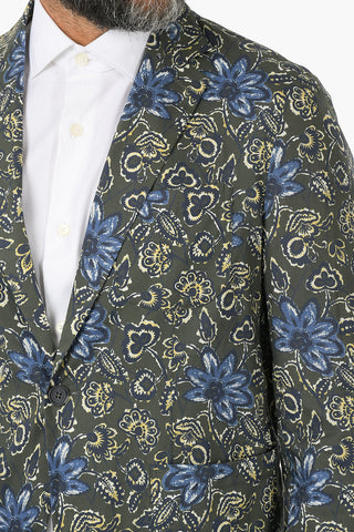 CC COLLECTION floral-print center vent 2-button blazer 
