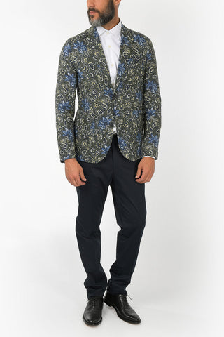 CC COLLECTION floral-print center vent 2-button blazer 