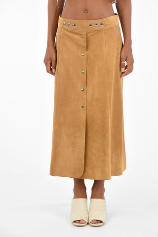 Suede leather snap Buttons skirt
