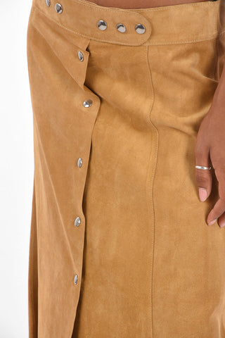 Suede leather snap Buttons skirt