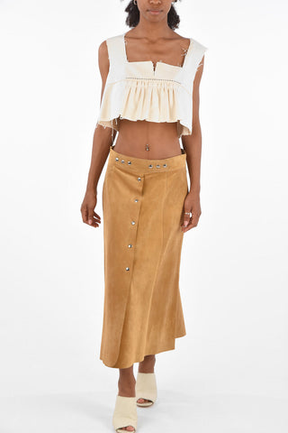 Suede leather snap Buttons skirt