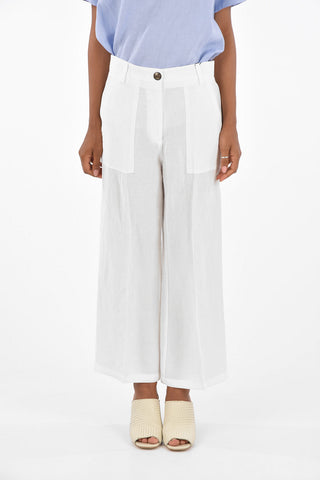 Flax blend high-rise waist palazzo  pants
