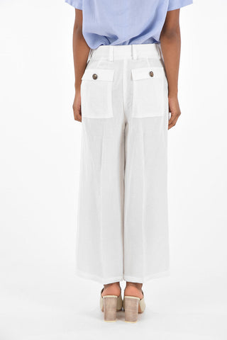 Flax blend high-rise waist palazzo  pants
