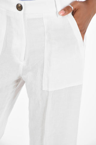Flax blend high-rise waist palazzo  pants