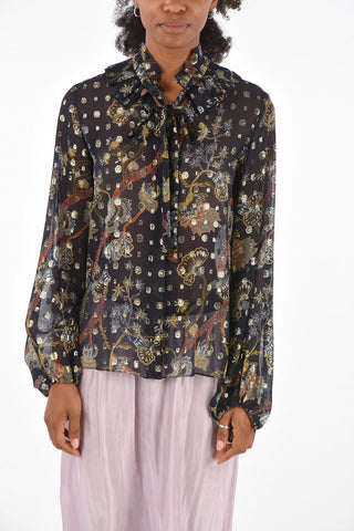 silk tie neck collar blouse