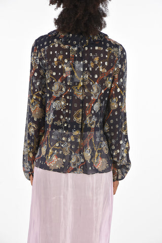 silk tie neck collar blouse