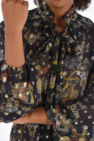 silk tie neck collar blouse