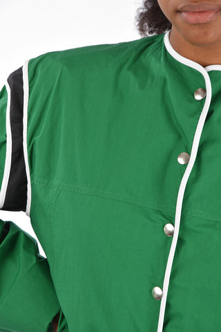 Snap buttons crop outerwear jacket with bow