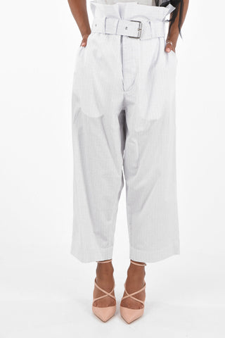tattersall check high-rise waist palazzo pants with belt