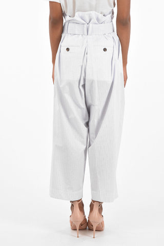 tattersall check high-rise waist palazzo pants with belt