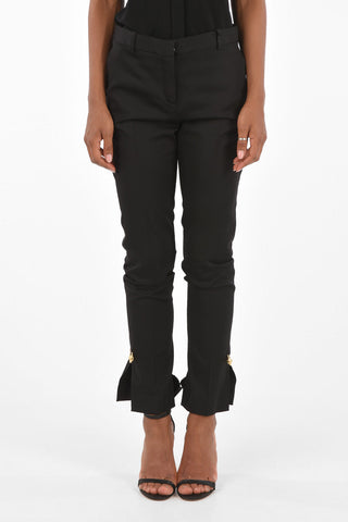Mid-rise waist pants with ankle split
