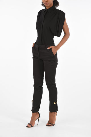 Mid-rise waist pants with ankle split