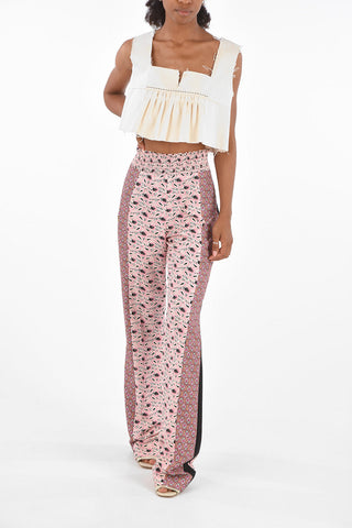 Printed drawstring waist palazzo  pants