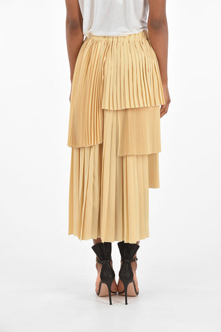 drawstring waist midi asymmetrical accordion skirt