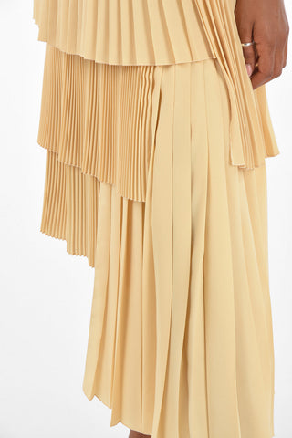 drawstring waist midi asymmetrical accordion skirt