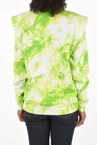 Tie dye effect crew-neck sweatshirt with shoulder pads