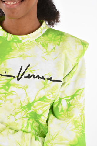 Tie dye effect crew-neck sweatshirt with shoulder pads