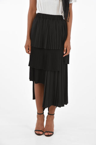 Drawstring Asymmetrical Accordion Skirt