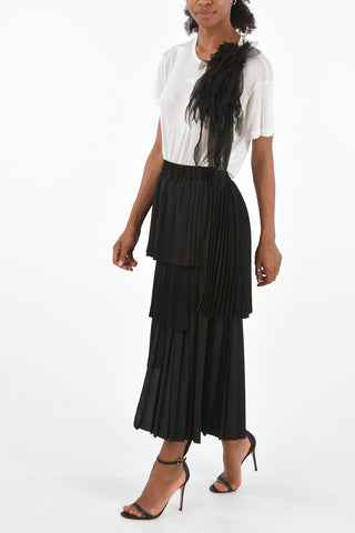 Drawstring Asymmetrical Accordion Skirt