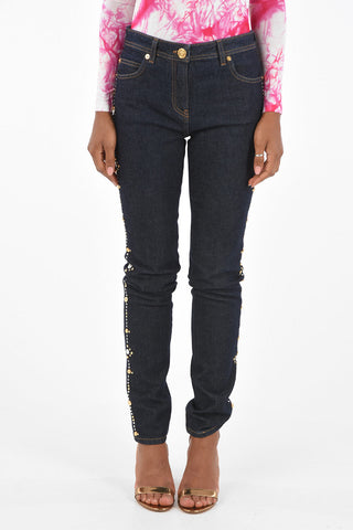 Regular Waist Jeans With Side Studs