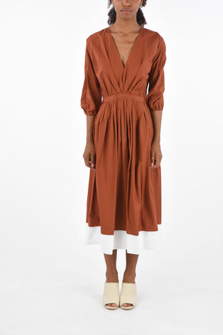 pleated v-neck midi caftan