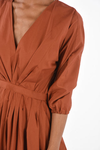 pleated v-neck midi caftan