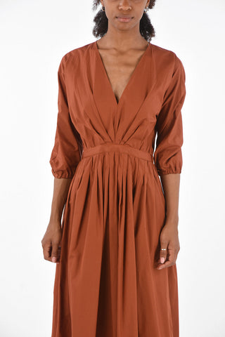 pleated v-neck midi caftan