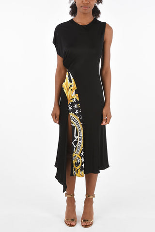 split-front hem midi dress