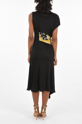 split-front hem midi dress
