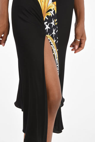split-front hem midi dress
