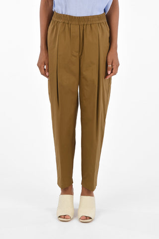 drawstring waist single pleat trousers