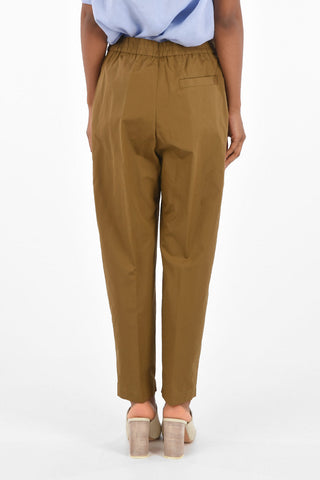 drawstring waist single pleat trousers
