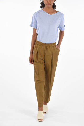 drawstring waist single pleat trousers