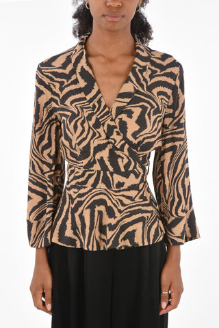 zebra-print wrap blouse