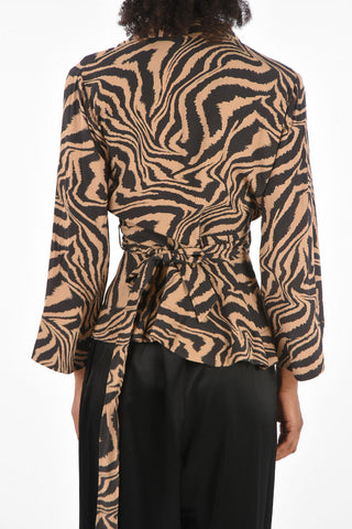 zebra-print wrap blouse