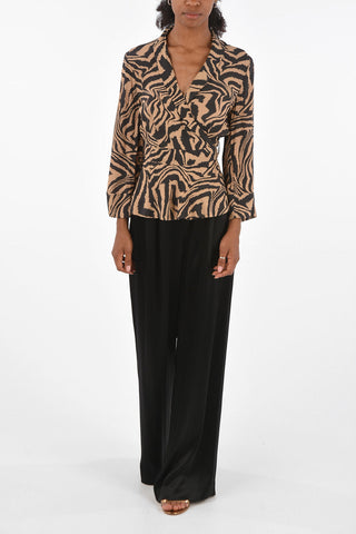 zebra-print wrap blouse