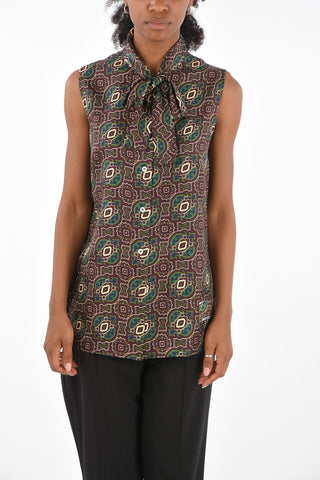 silk tie neck collar blouse