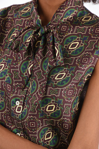 silk tie neck collar blouse