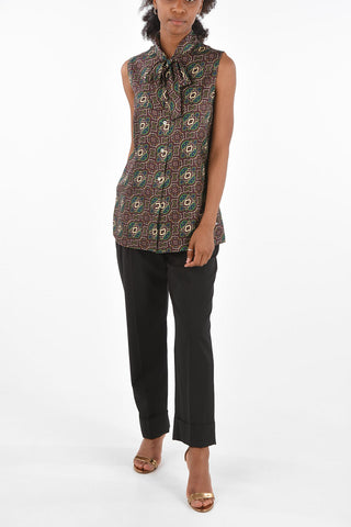 silk tie neck collar blouse