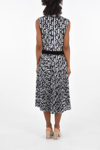 Printed Accordion midi shirtdress with belt