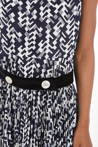 Printed Accordion midi shirtdress with belt