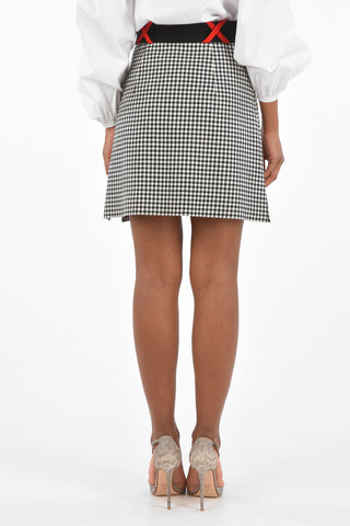 shephard's check Twill double split-side hem mini gonna