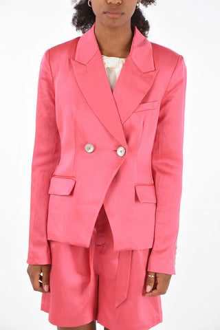 Satin Peak Lapel Double Breasted Blazer